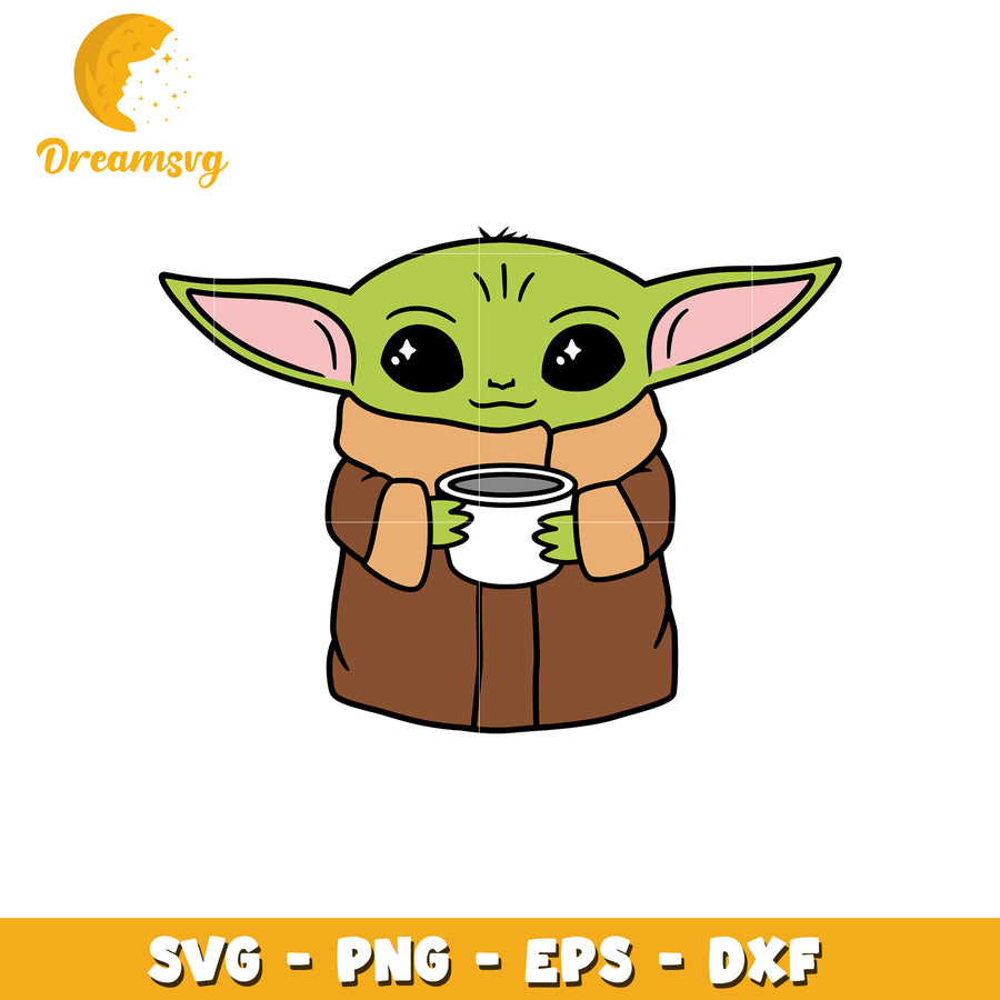 Cute Yoda Coffee SVG PNG EPS DXF