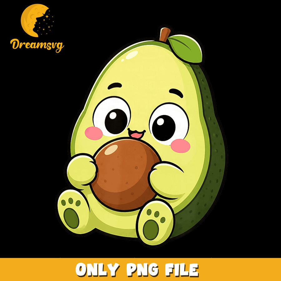 Cute Avocado PNG, Adorable Fruit Design, Fun Art PNG
