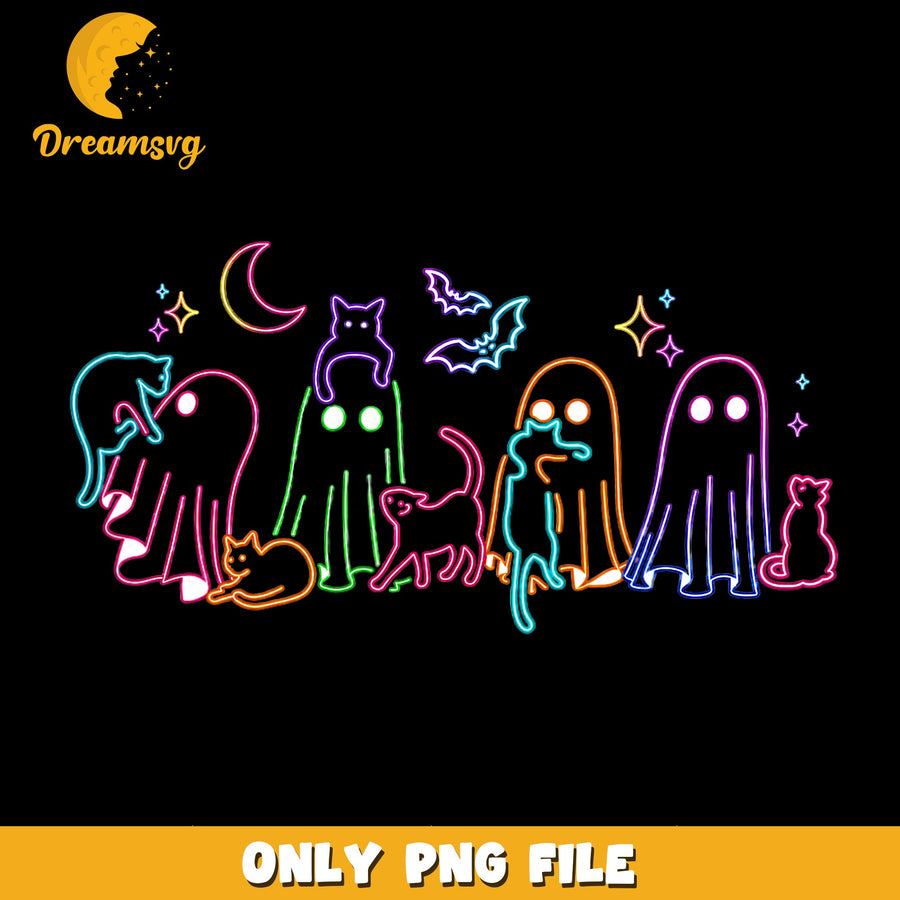Cute Ghosts PNG, Halloween Theme, Cat Design PNG