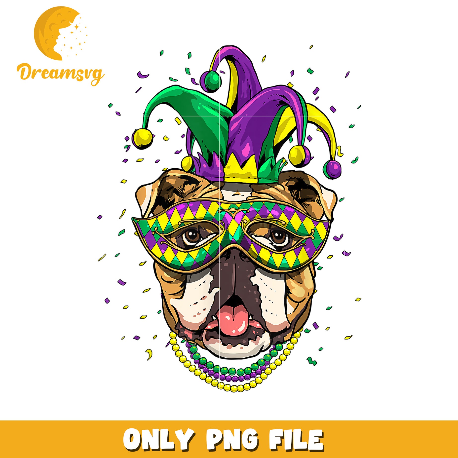 Cute american bulldog mardi gras mask png, Mardi Gras mask png