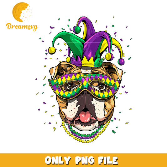 Cute american bulldog mardi gras mask png, Mardi Gras mask png