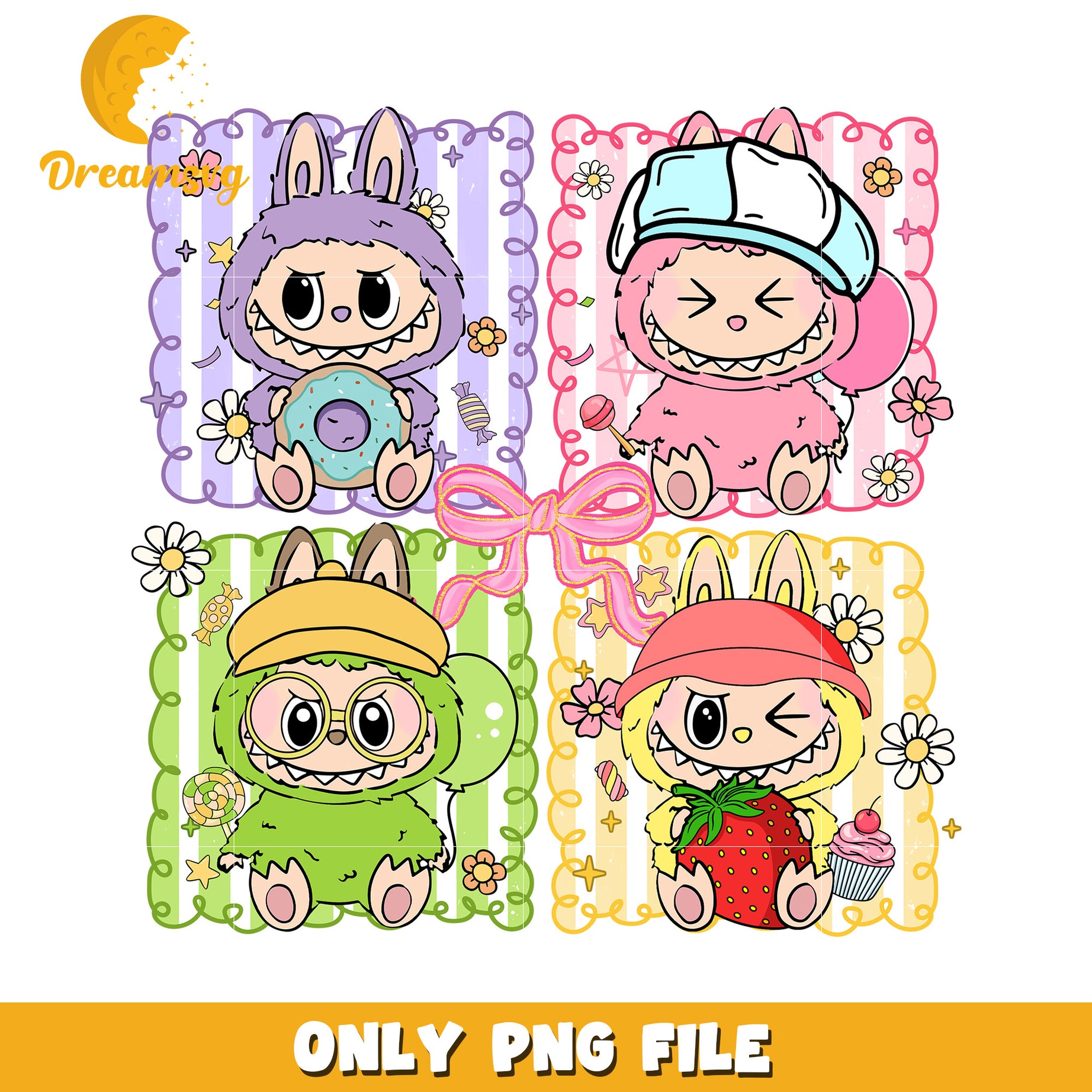 Cute and funny labubu png, all popmart characters​ png, labubu art​ png