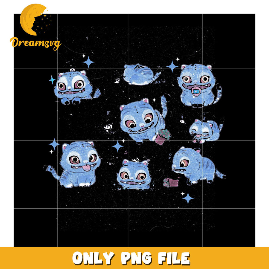 Cute and funny tiger png, demon hunter tiger png, blue tiger png