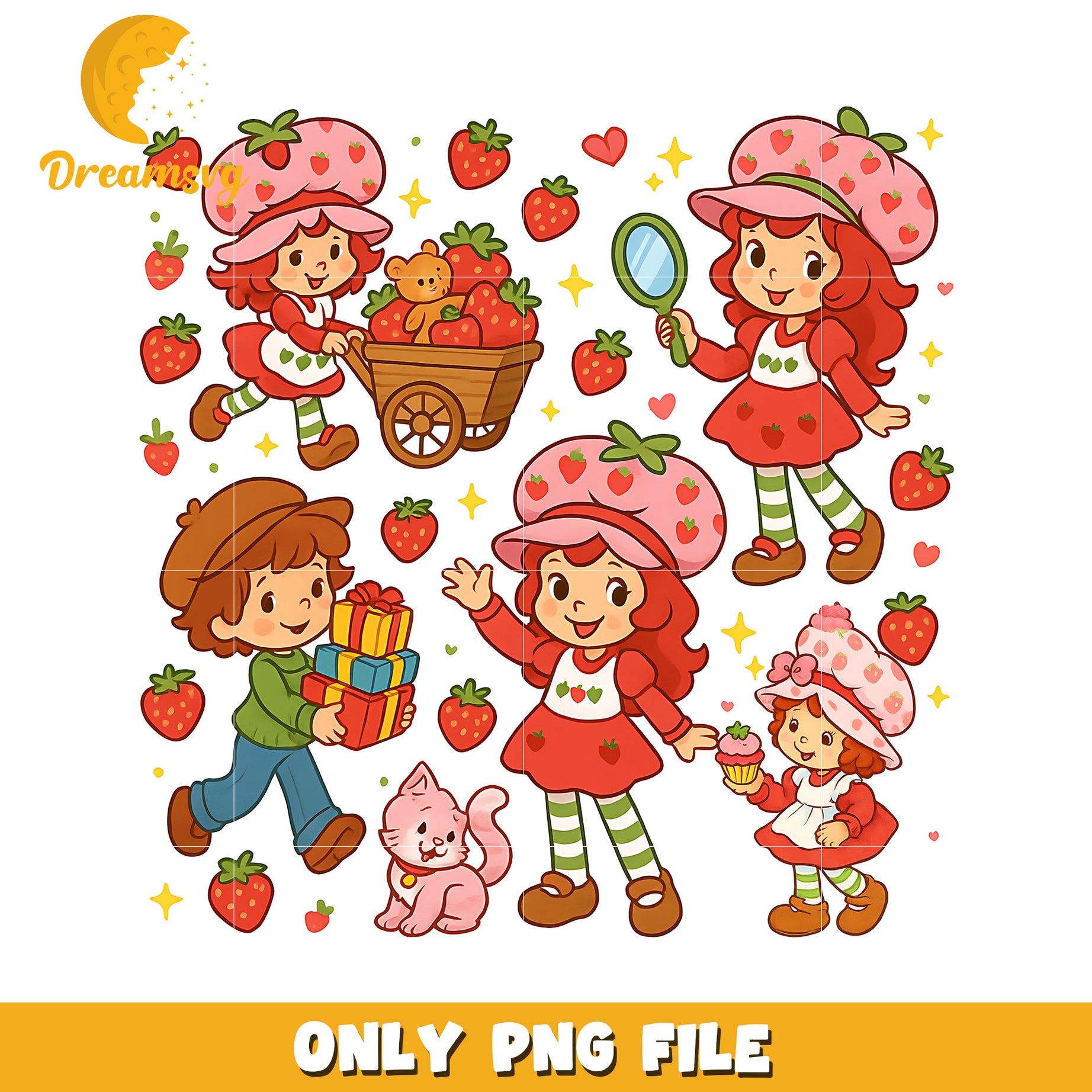 Cute and lovely strawberry png, shortcake strawberry png, strawberry shortcake characters png