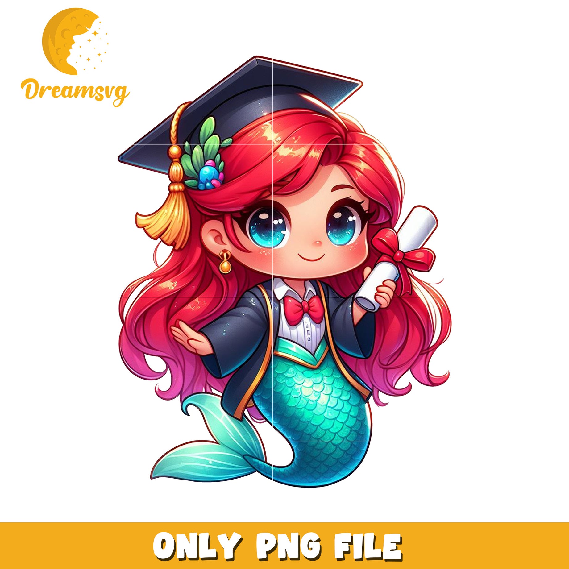 Cute ariel graduation png, little mermaid graduate png, disney princess png