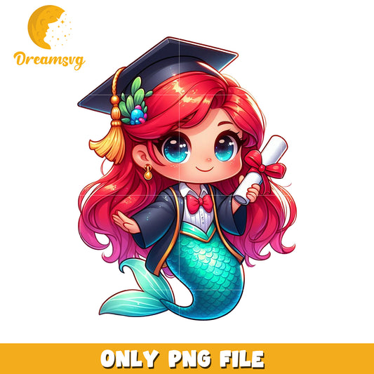 Cute ariel graduation png, little mermaid graduate png, disney princess png