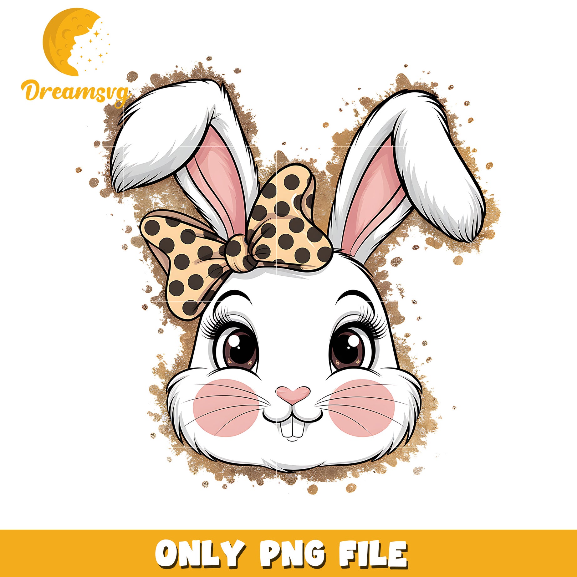 Cute bunny vintage bow png, easter day png, easter bunny png
