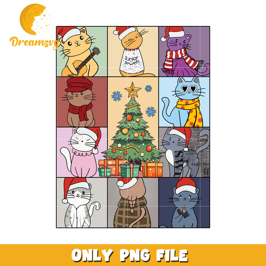 Cute cat on christmas day png, merryy christmas day png