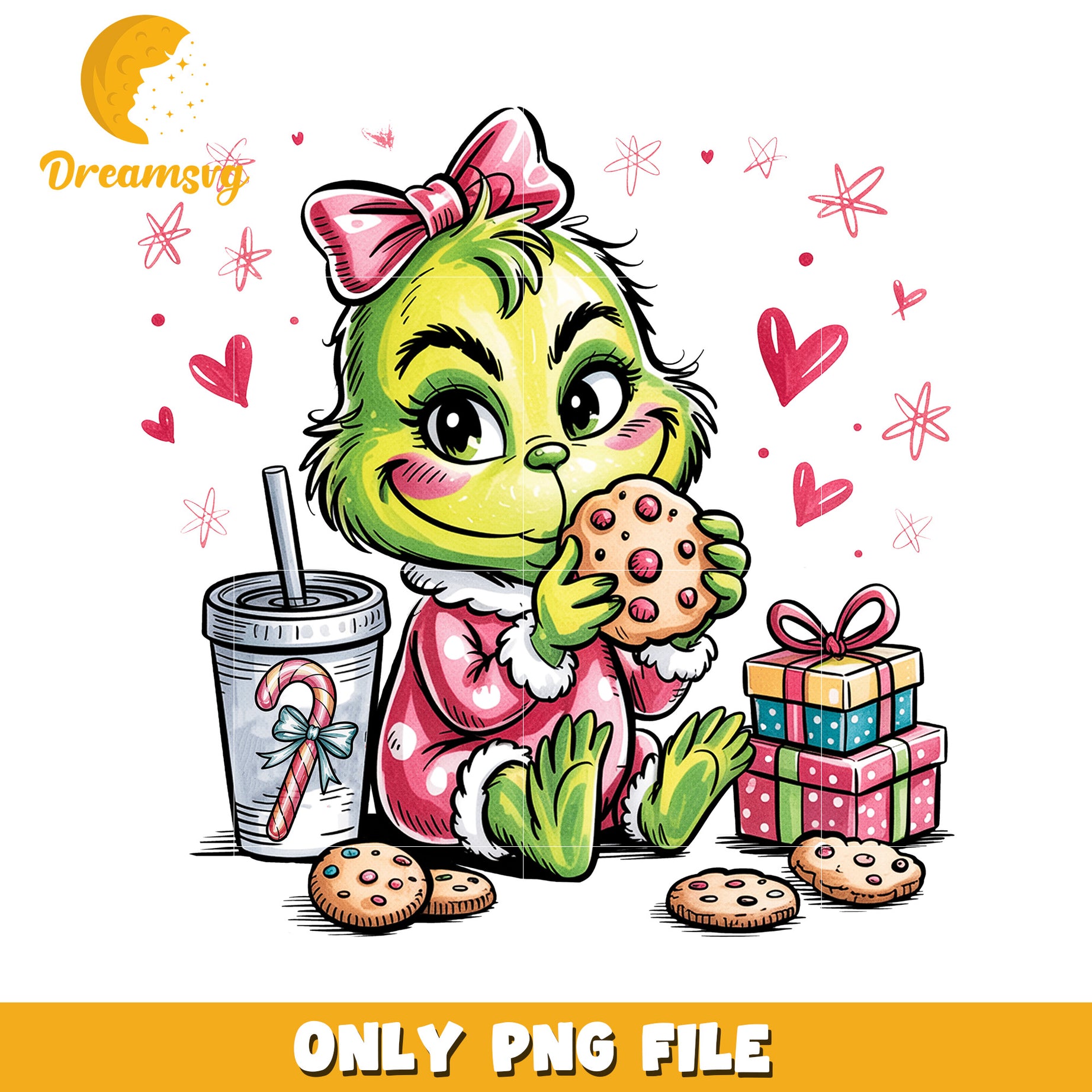 Cute chibi grinch png, christmas pajamas​ png, winter png
