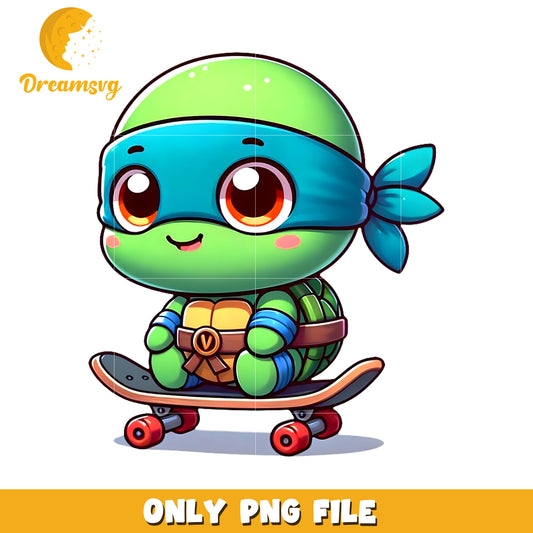 Cute chibi leonardo png, funny turtle png, ninja turtle png