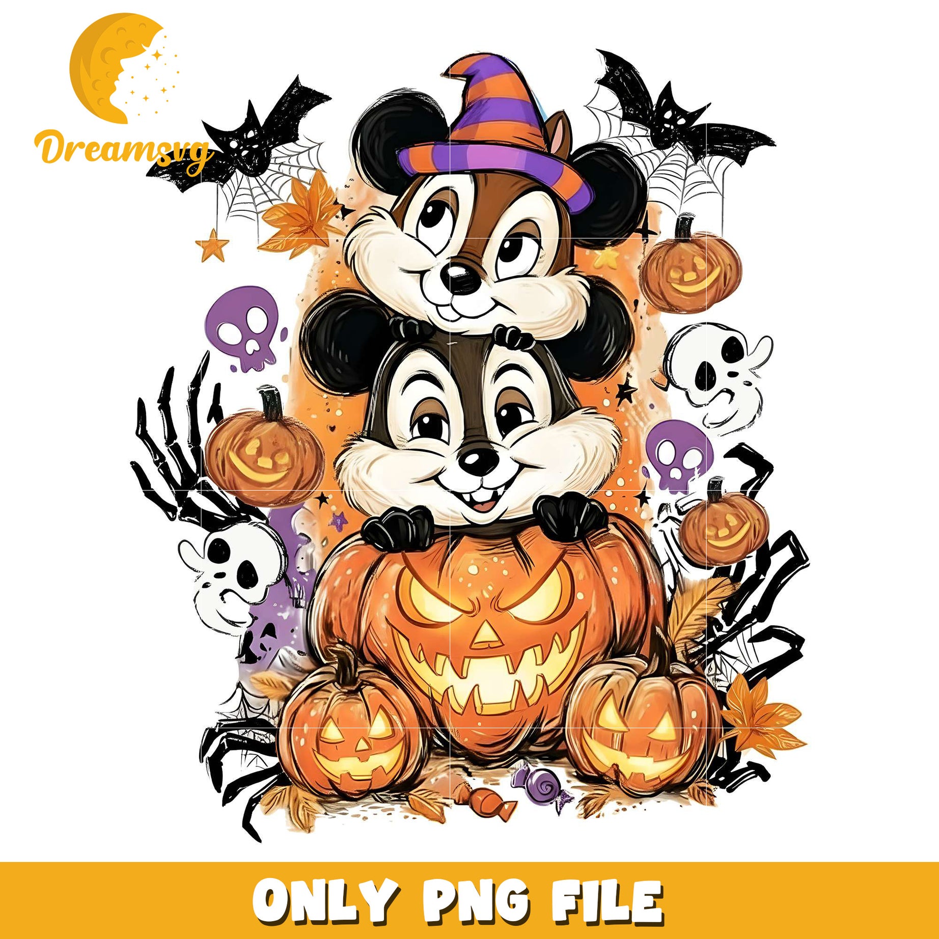 Cute chipmunks png, halloween pumpkin png, halloween cookies png