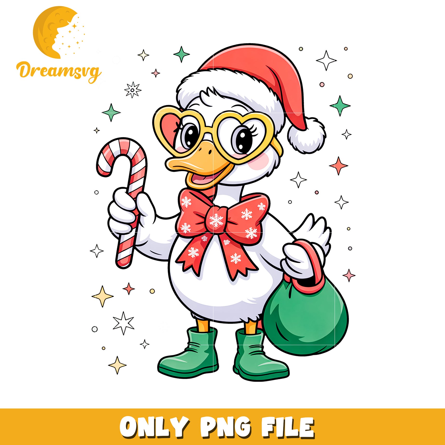 Cute duck christmas png, merry christmas​ png, christmas bell png
