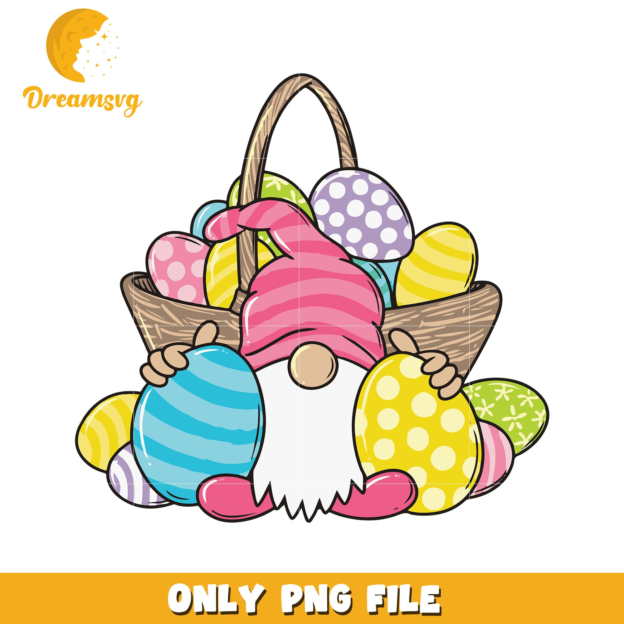 Cute gnome and easter eggs png, easter eggs png, gnome png