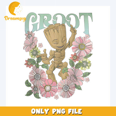 Cute groot flowers design png, disney png, disney world png