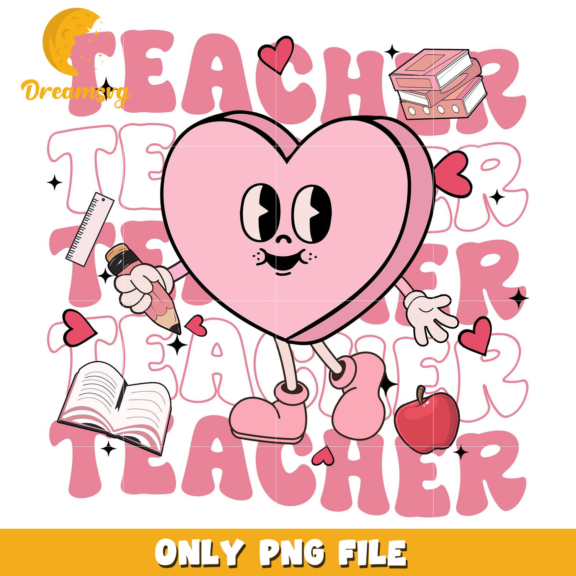 Cute heart teacher on valentine png, heart png, valentine png