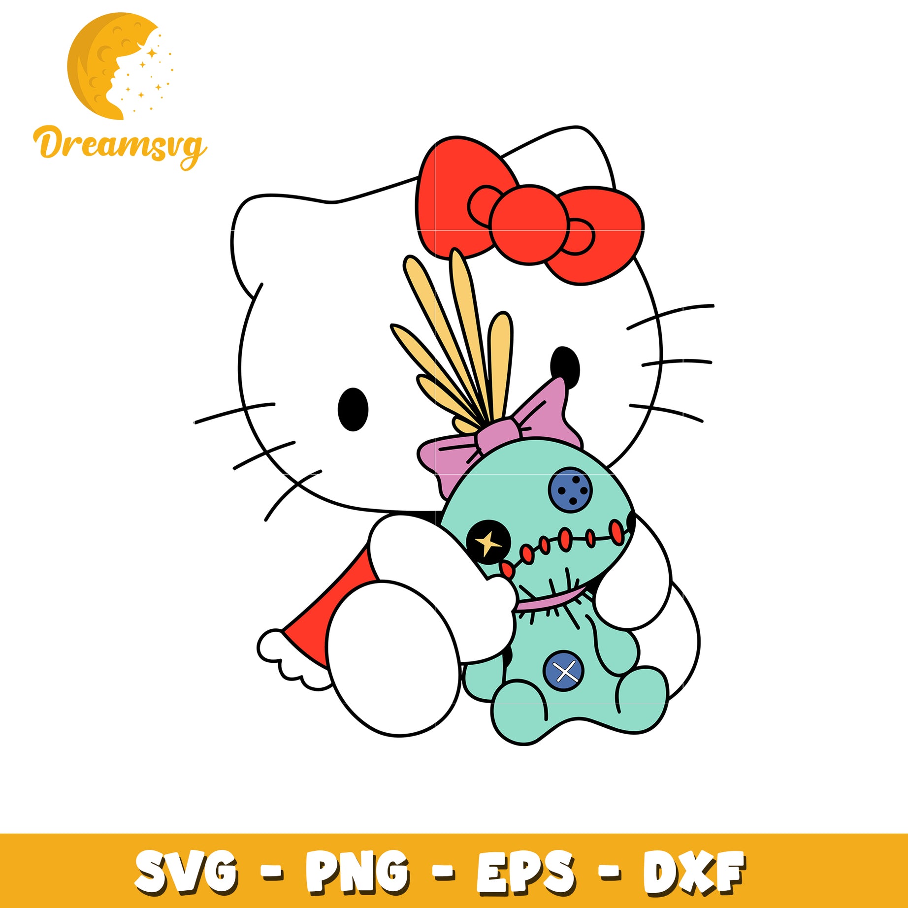 Cute hello kitty holding adorable voodoo doll art svg, cute hello kitty svg