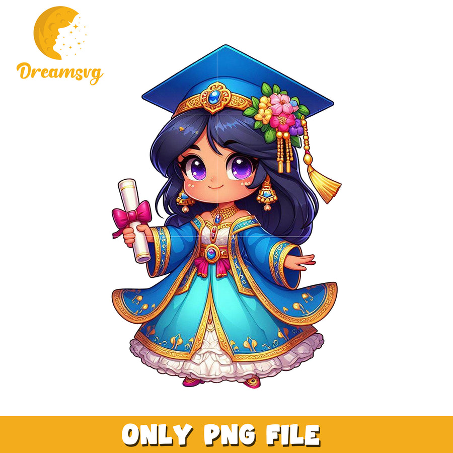 Cute jasmine graduation  design png, disney cartoon png, disney princess png
