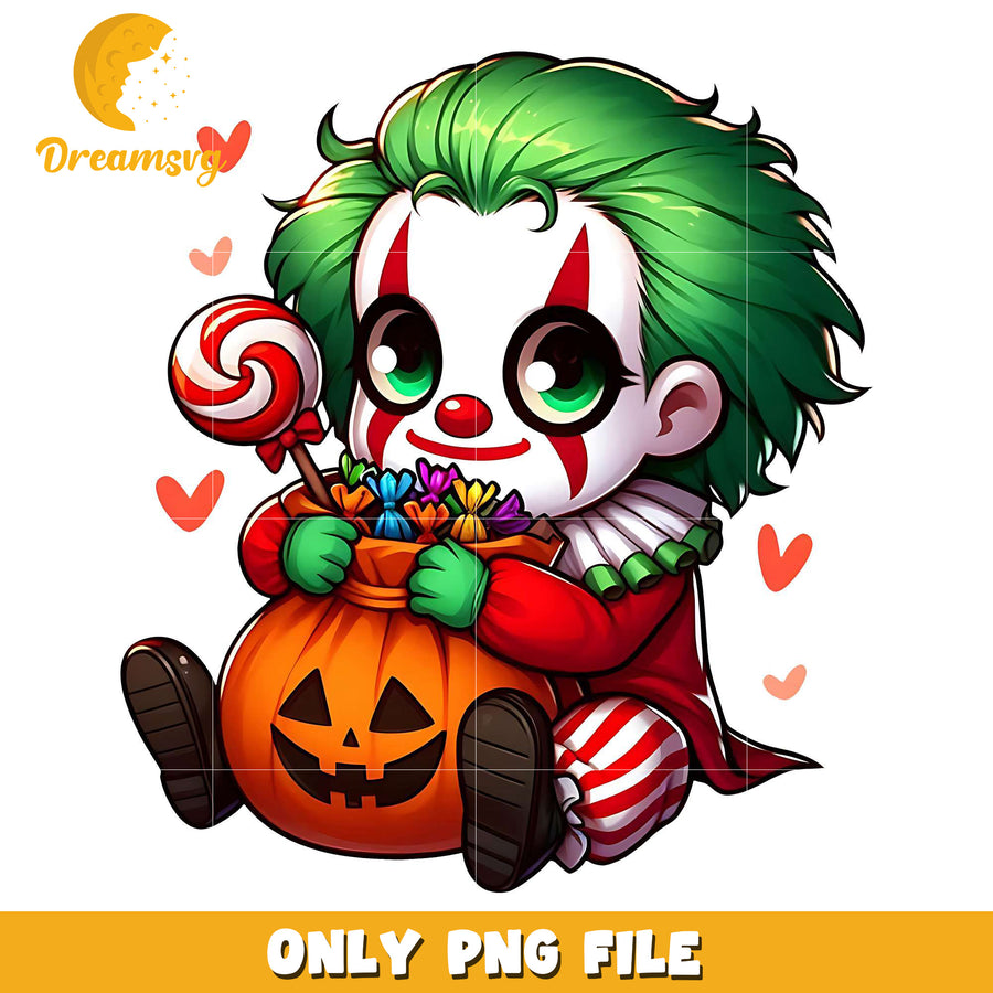 Cute joker png, halloween design png, halloween time png