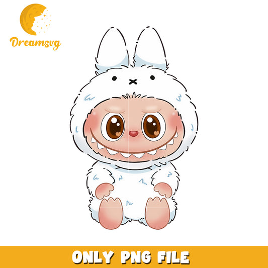 Cute labubu white bear design png, labubu toys png, labubu characters png