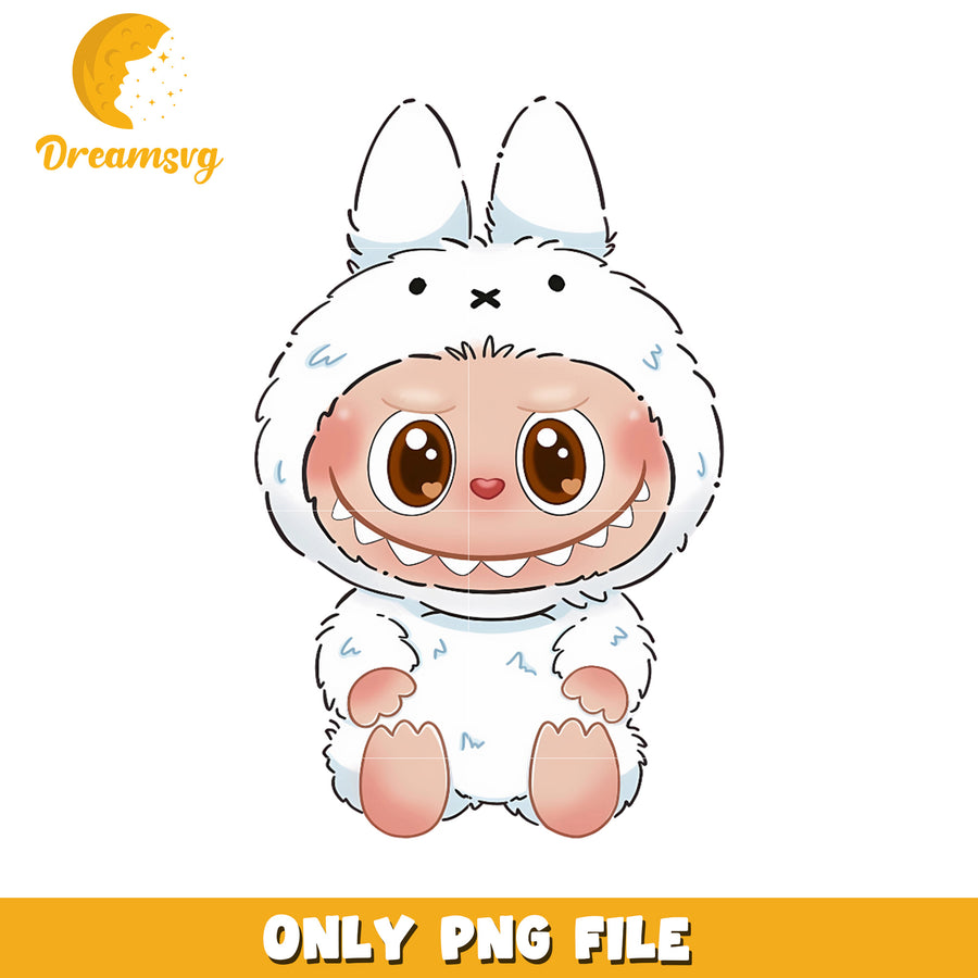 Cute labubu white bear design png, labubu toys png, labubu characters png