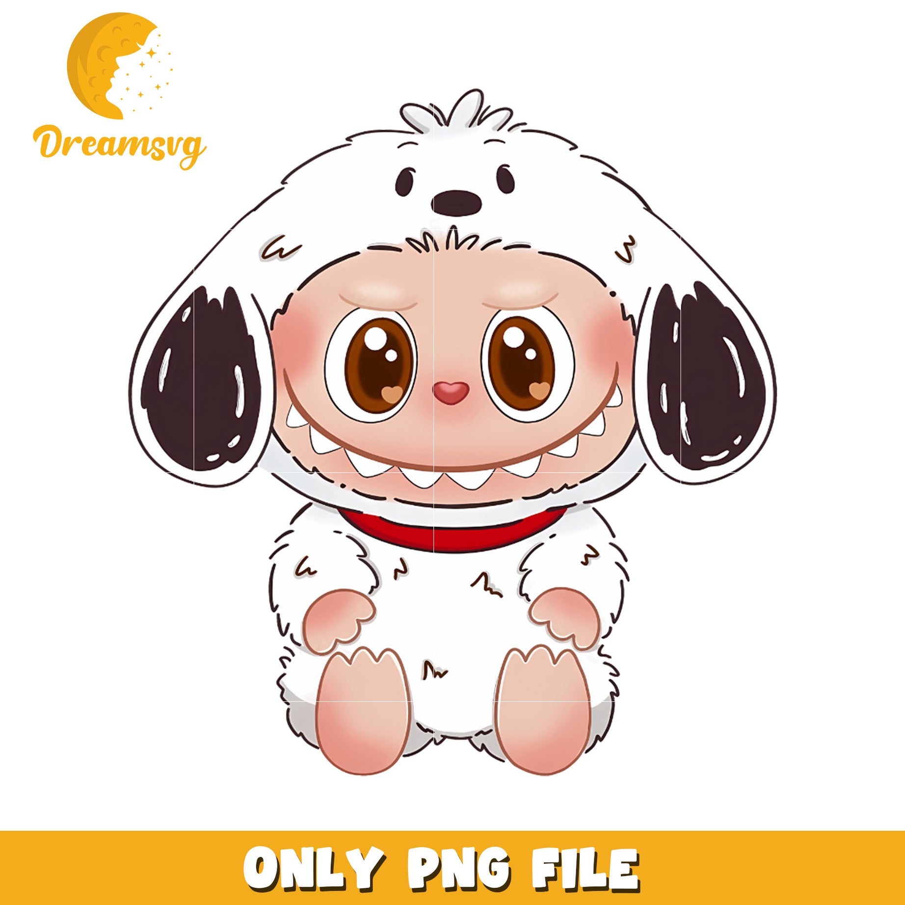 Cute labubu white dog design png, labubu toys png, labubu characters png