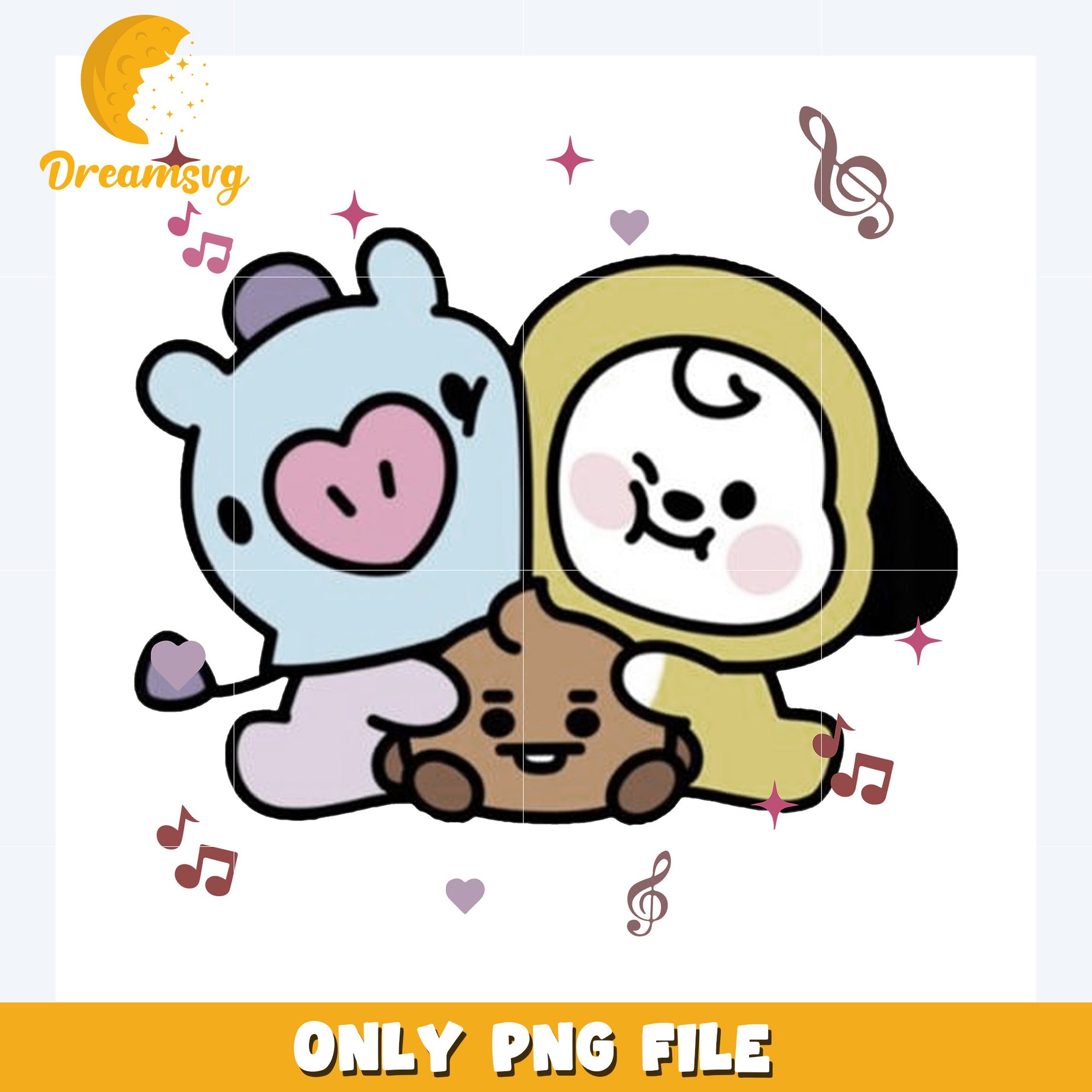 Cute mang and chimmy png, bangtan boys png, bts members mascots​ png