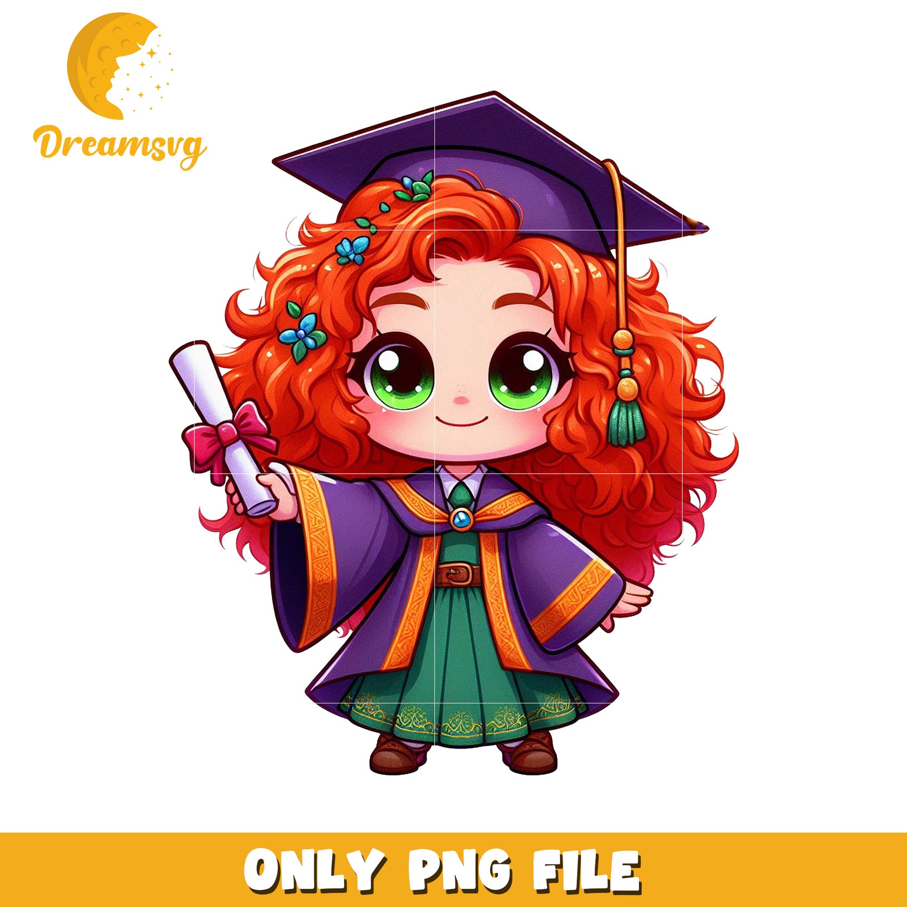 Cute merida graduation  design png, disney cartoon png, disney princess png