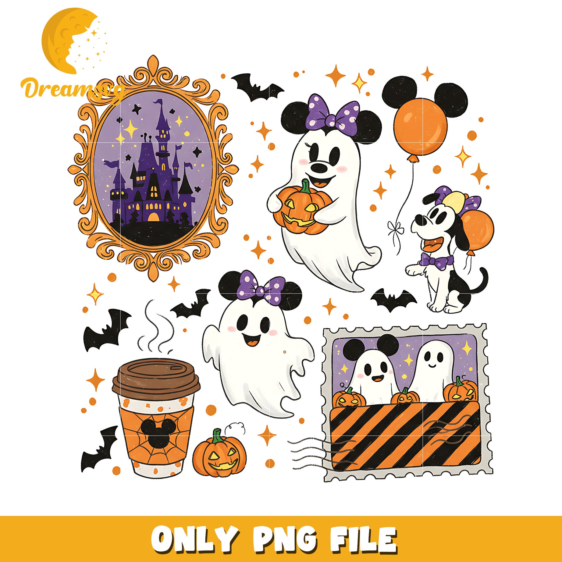 Cute minnie ghoul design png, halloween cartoons png, spirit halloween png