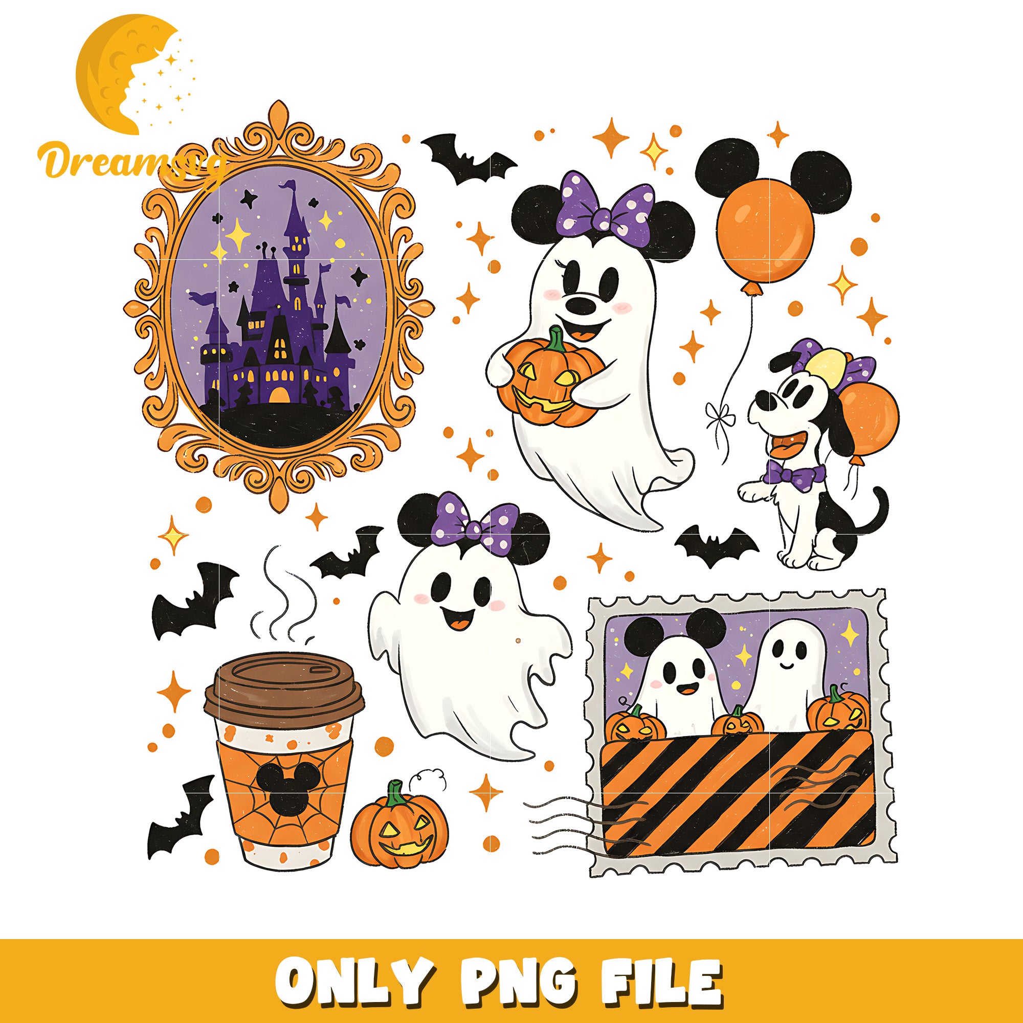 Cute minnie ghoul design png, halloween cartoons png, spirit halloween png