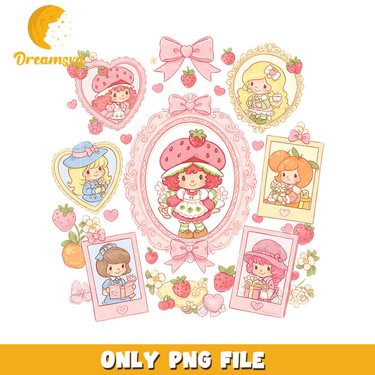 Cute picture frame png, shortcake strawberry png, strawberry shortcake characters png