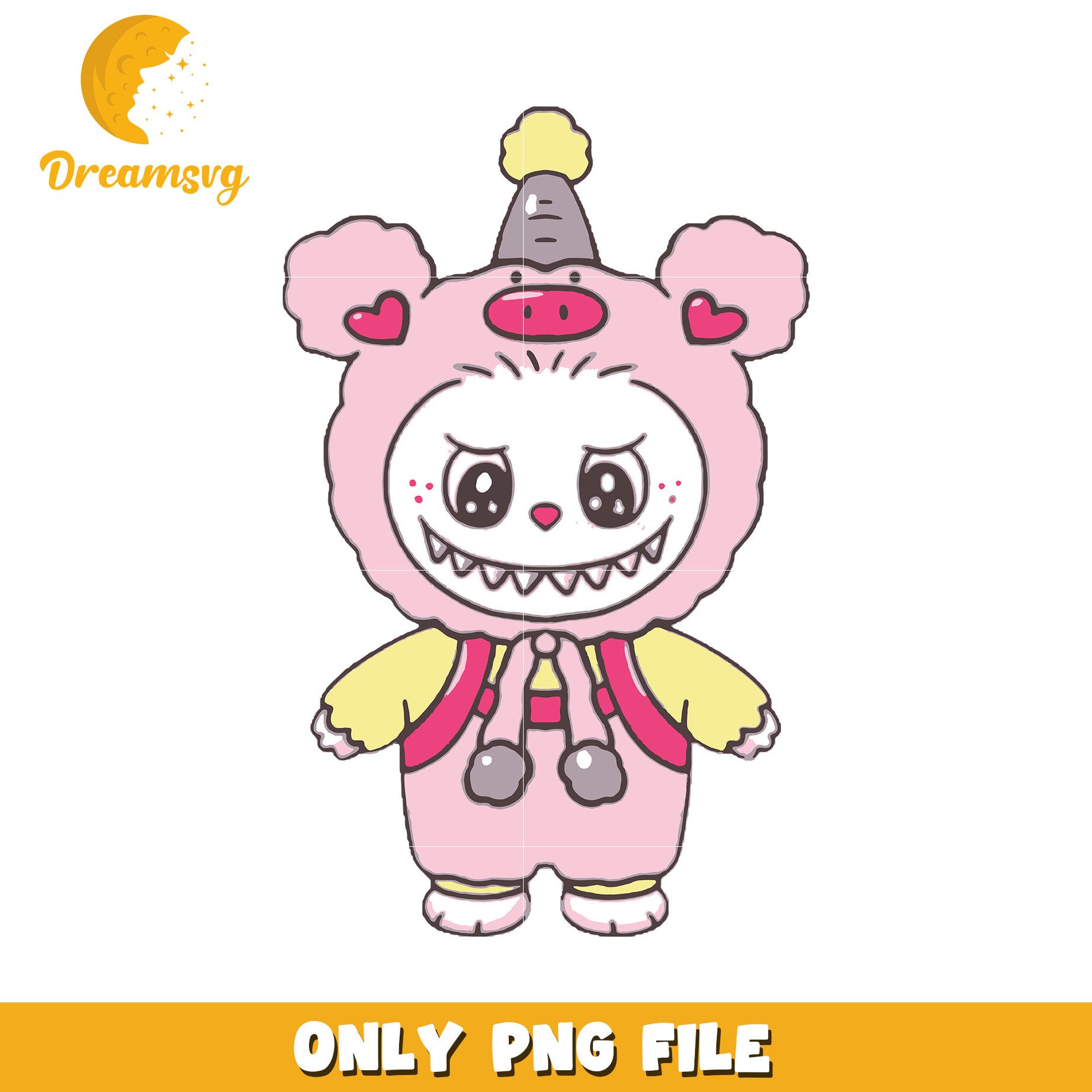 Cute pig labubu png, popmart labubu​ png, cartoon characters png