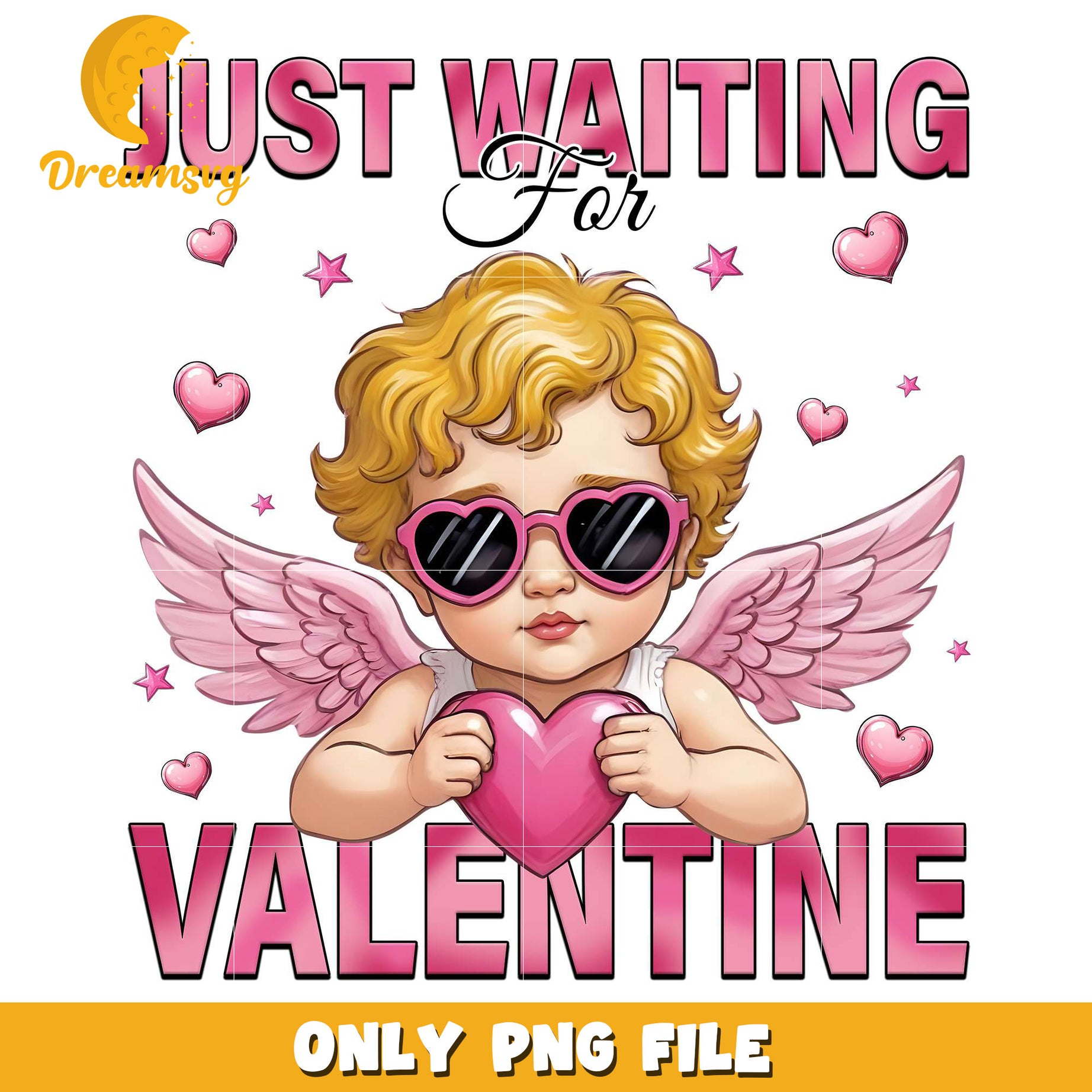 Cute pink cupid just waiting for valentine png, cupid png