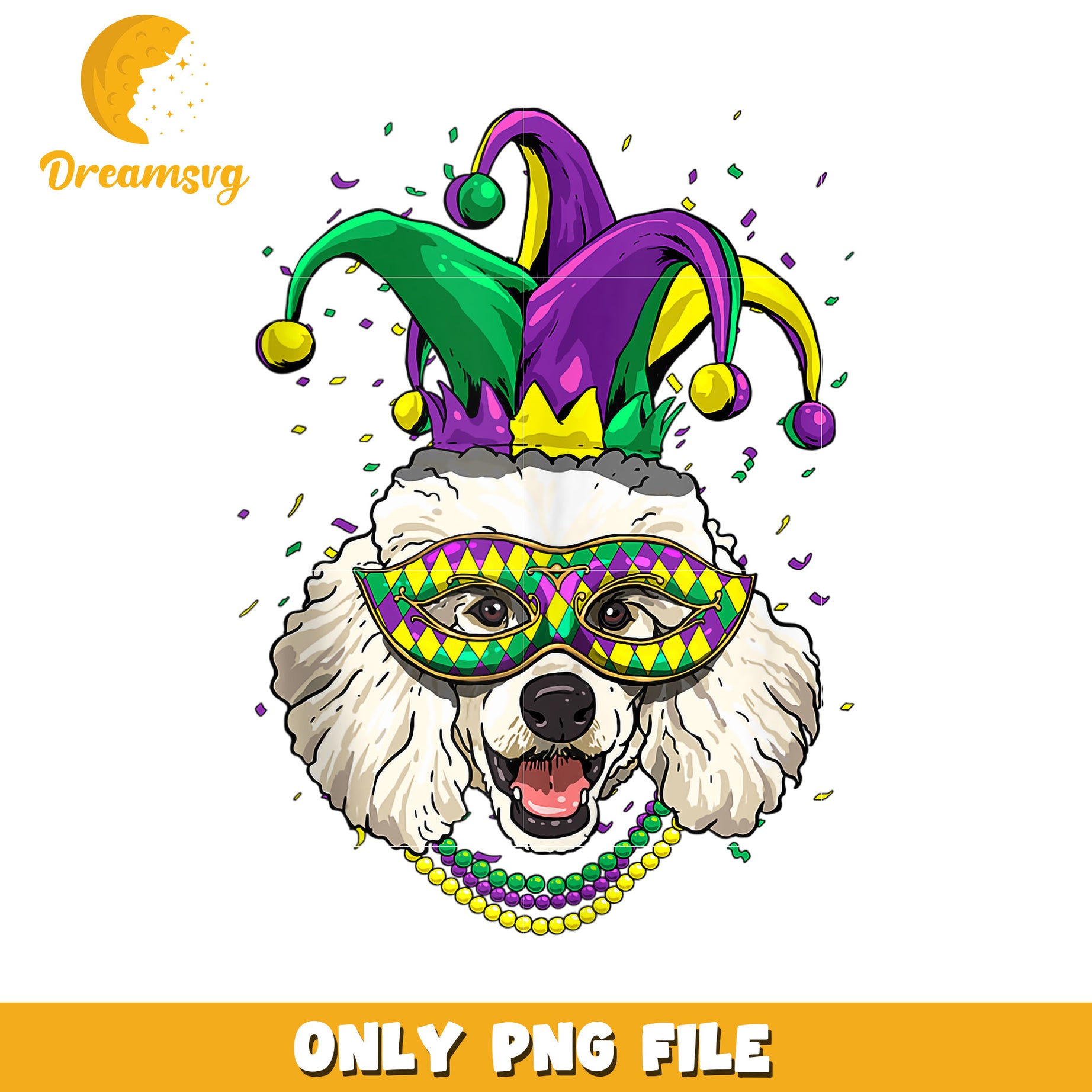 Cute poodle dog mardi gras mask png, Mardi Gras day png