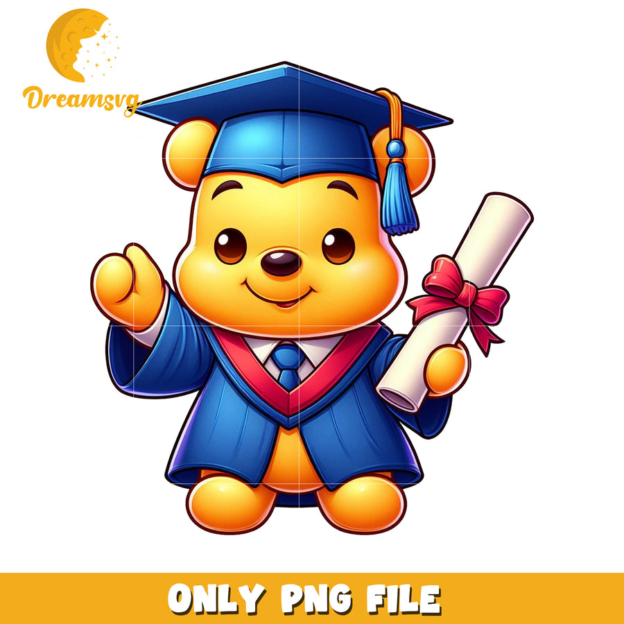 Cute pooh graduation png, winnie the pooh png, pooh the bear png