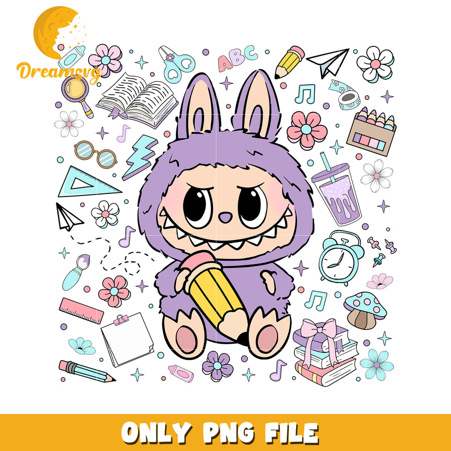 Cute purple labubu png, have a seat labubu​ png, labubu doll png