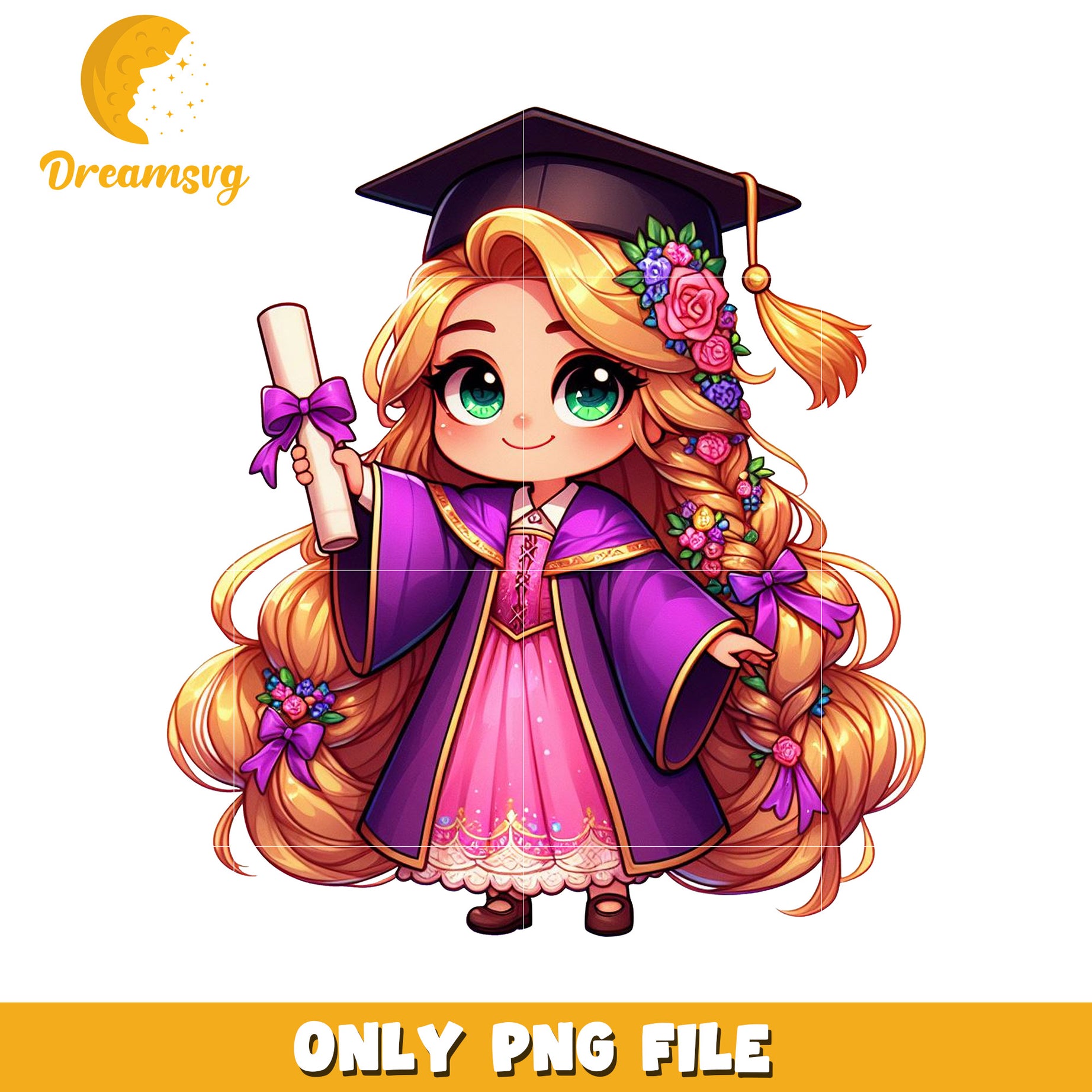 Cute rapunzel graduation  design png, disney tangled cartoon png, disney princess png