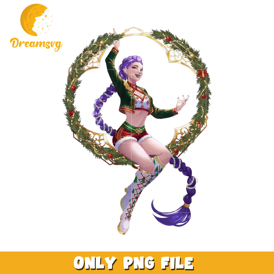 Cute rumi png, kpop huntrix png, white christmas png