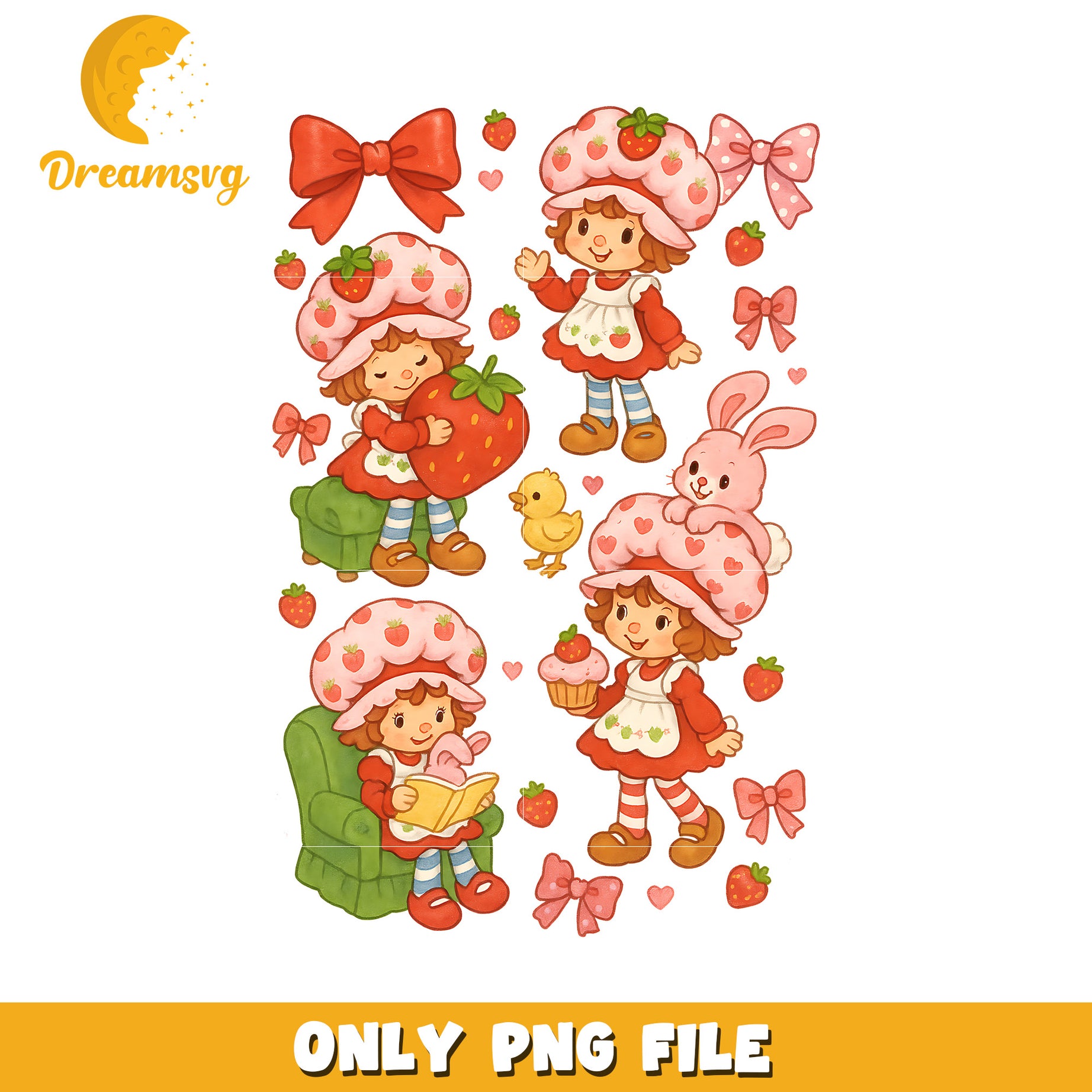 Cute shortcake png, shortcake art png, strawberry shortcake design png