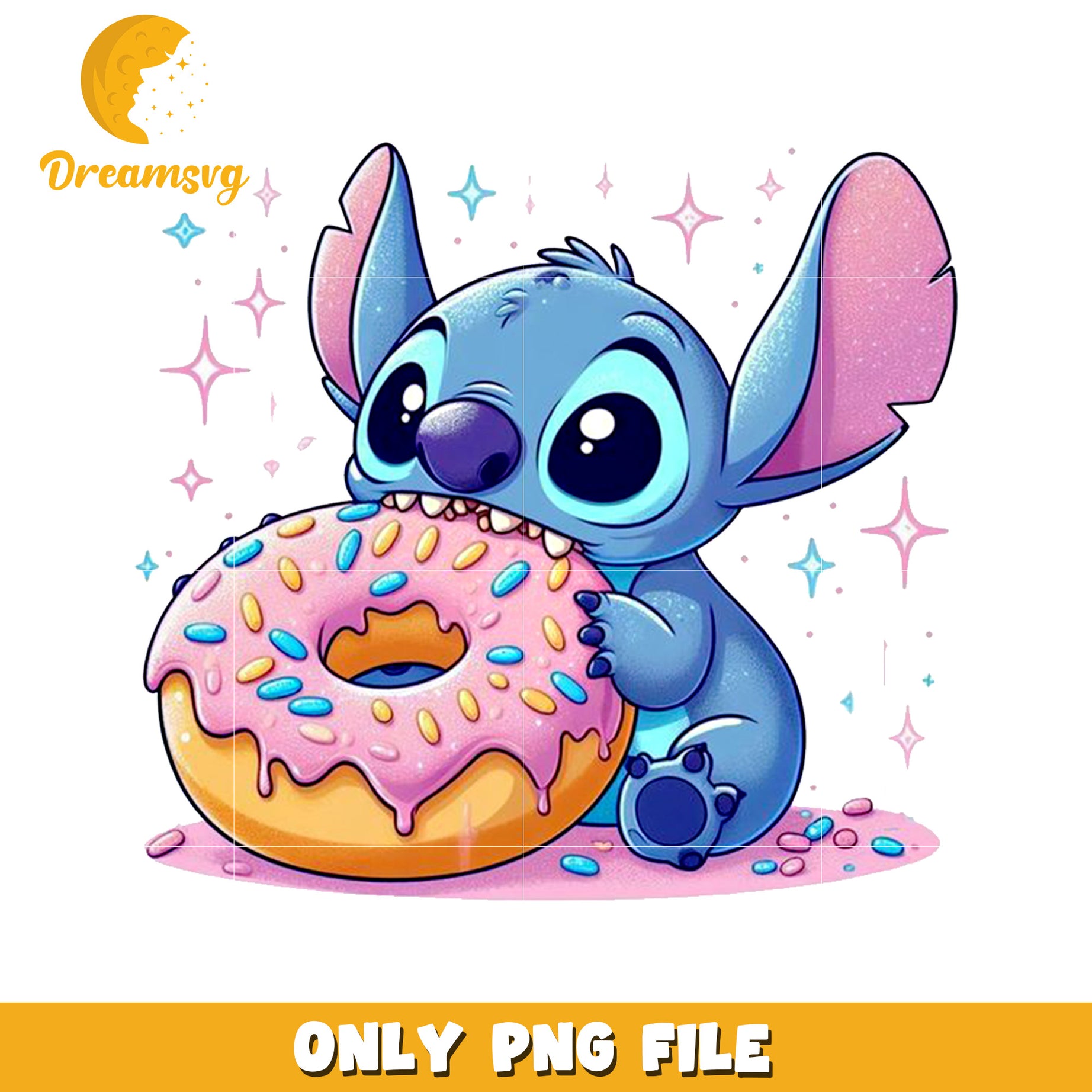 Cute stitch eating donut png, cute stitch png, lilo and stitch cartoon png