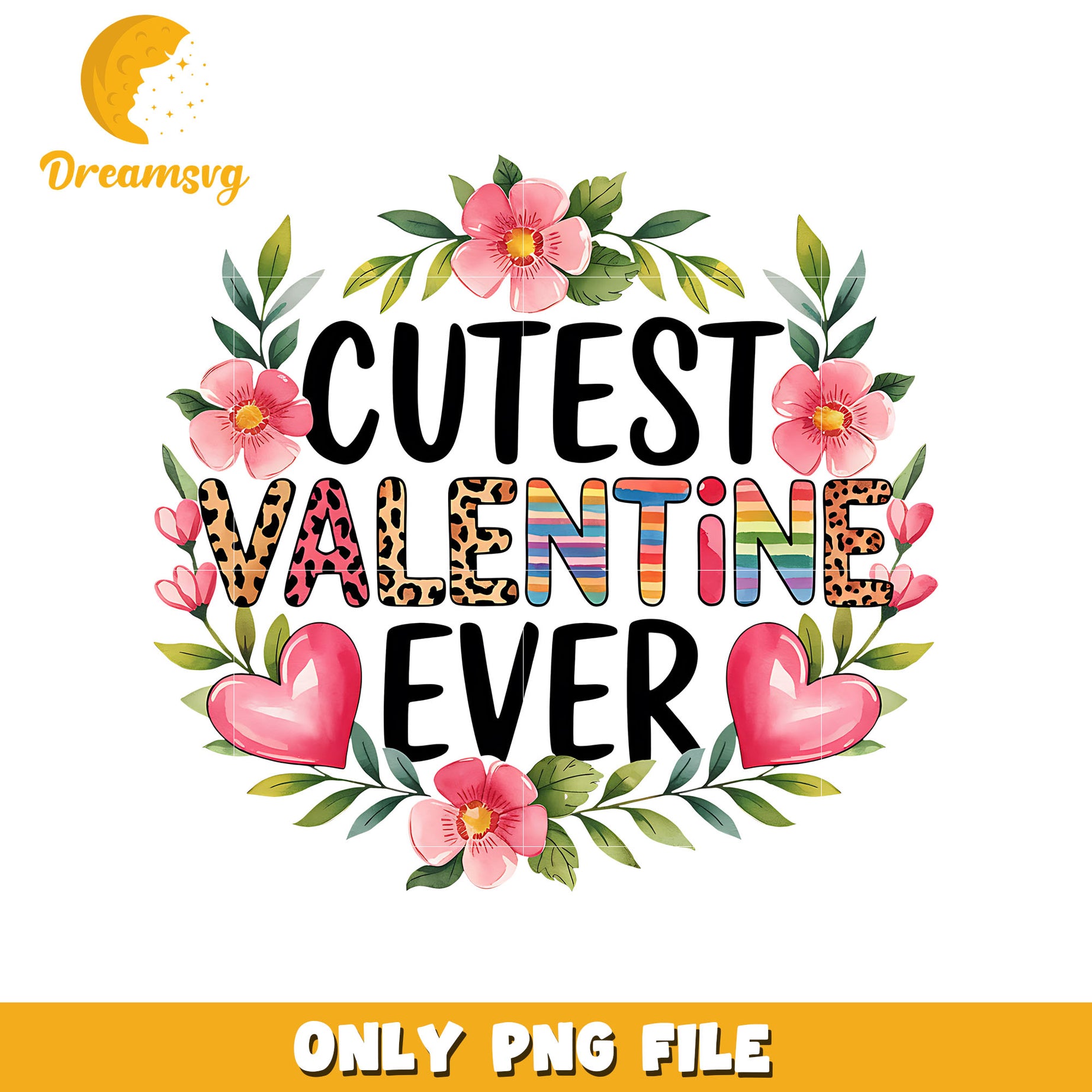 Cutest valentine ever circle flower png, happy valentine's day png