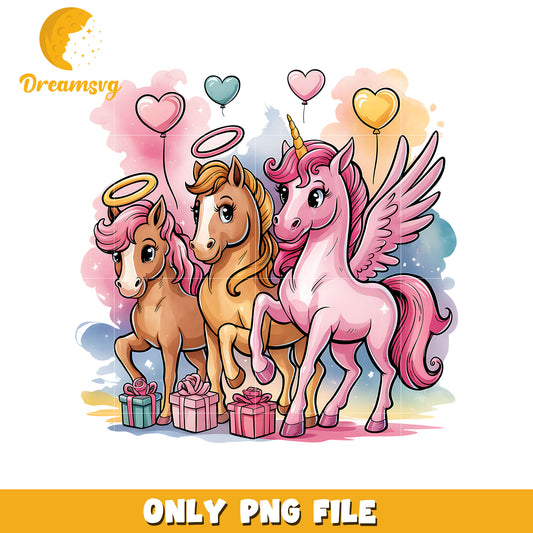 Cute unicorns valentine presents png, valentine presents png
