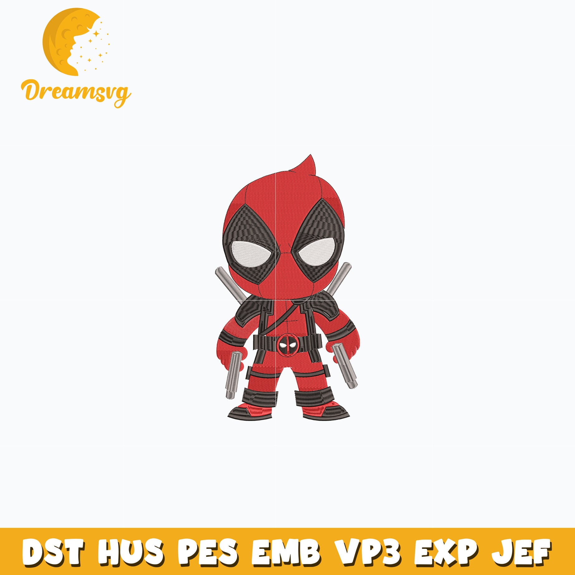 Deadpool catoon embroidery design