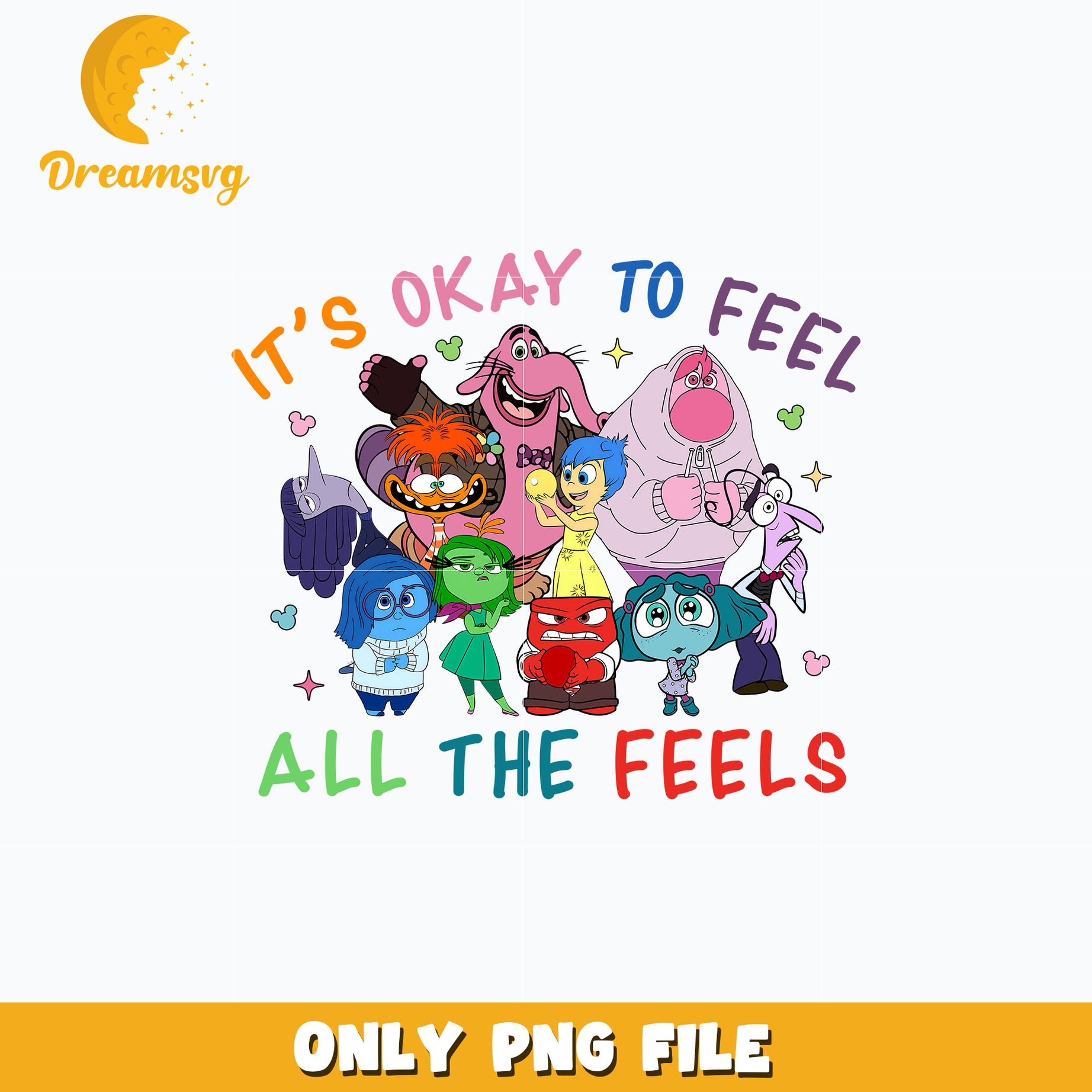 Inside Out Its Okay To Feel All The Feels png, disney cartoon png