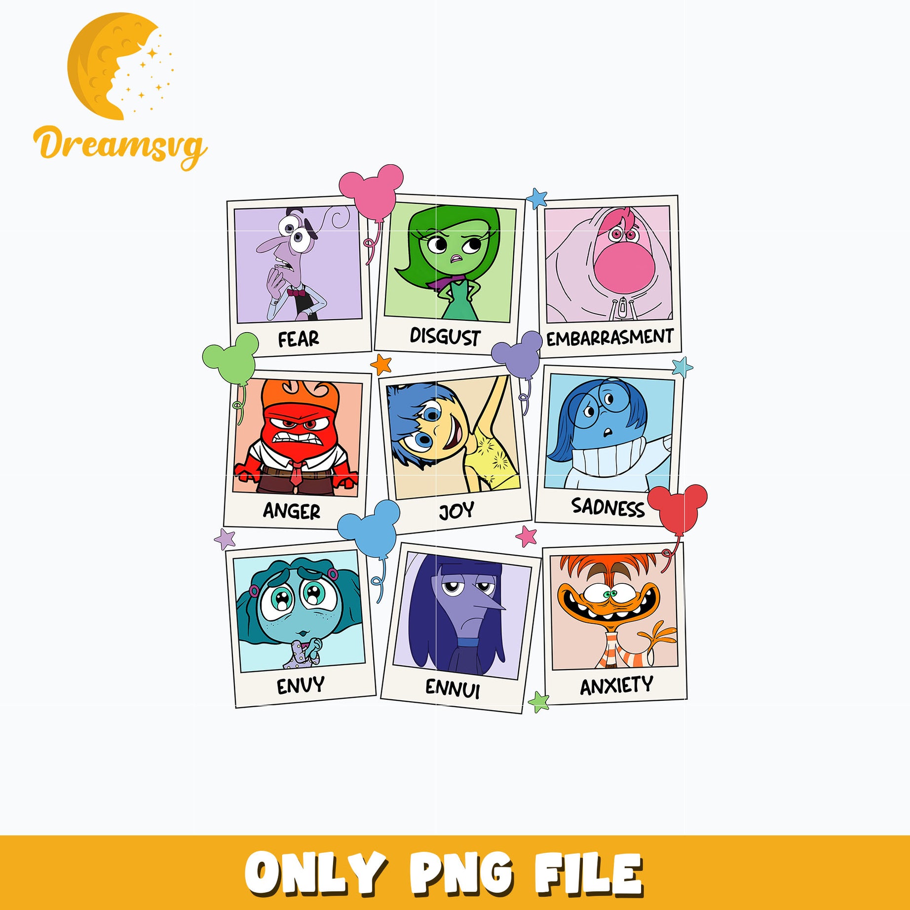 Inside Out Characters png, digital download