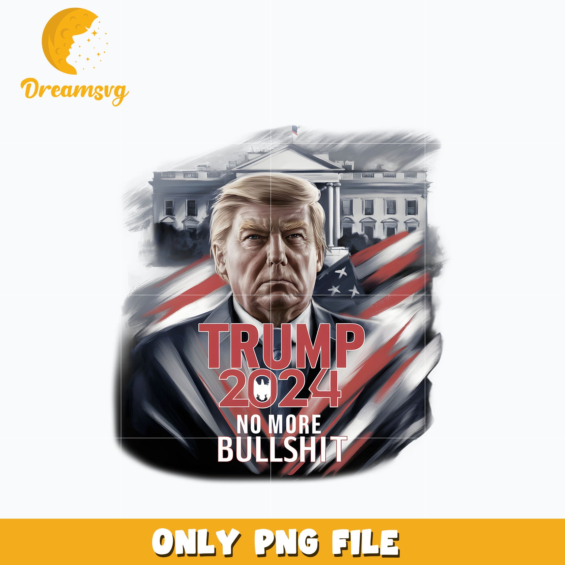 Trump 2024 No More Bullshit png, Donald trump png