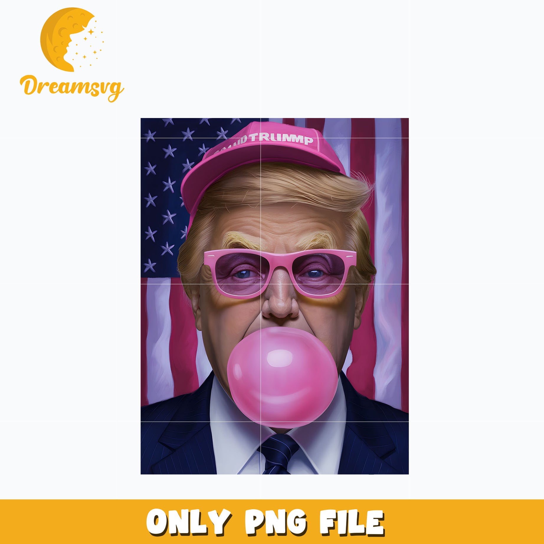 Bubble Gum Trump design png, instant download