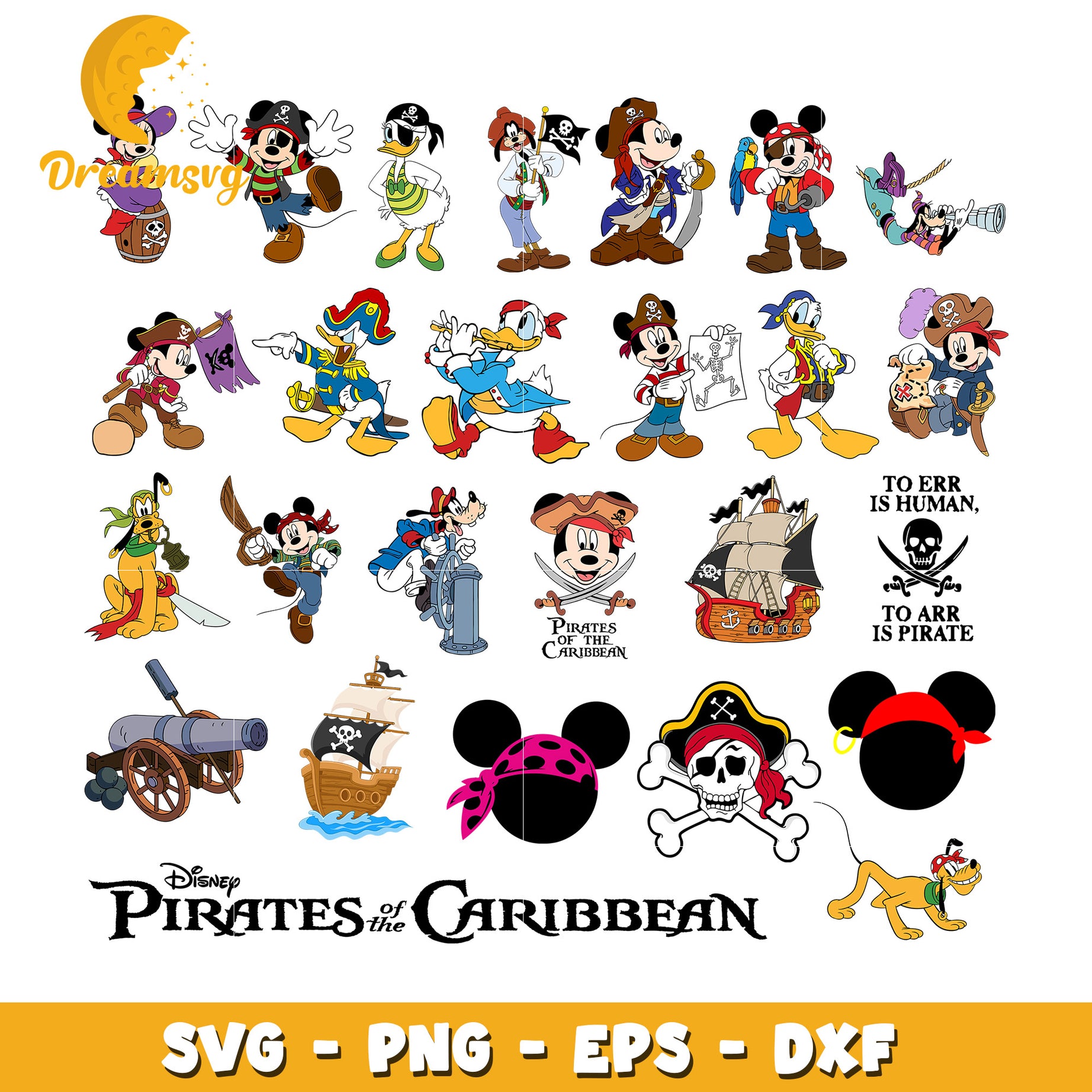 Mickey mouse friends pirate bundle svg, disney pirates​ svg