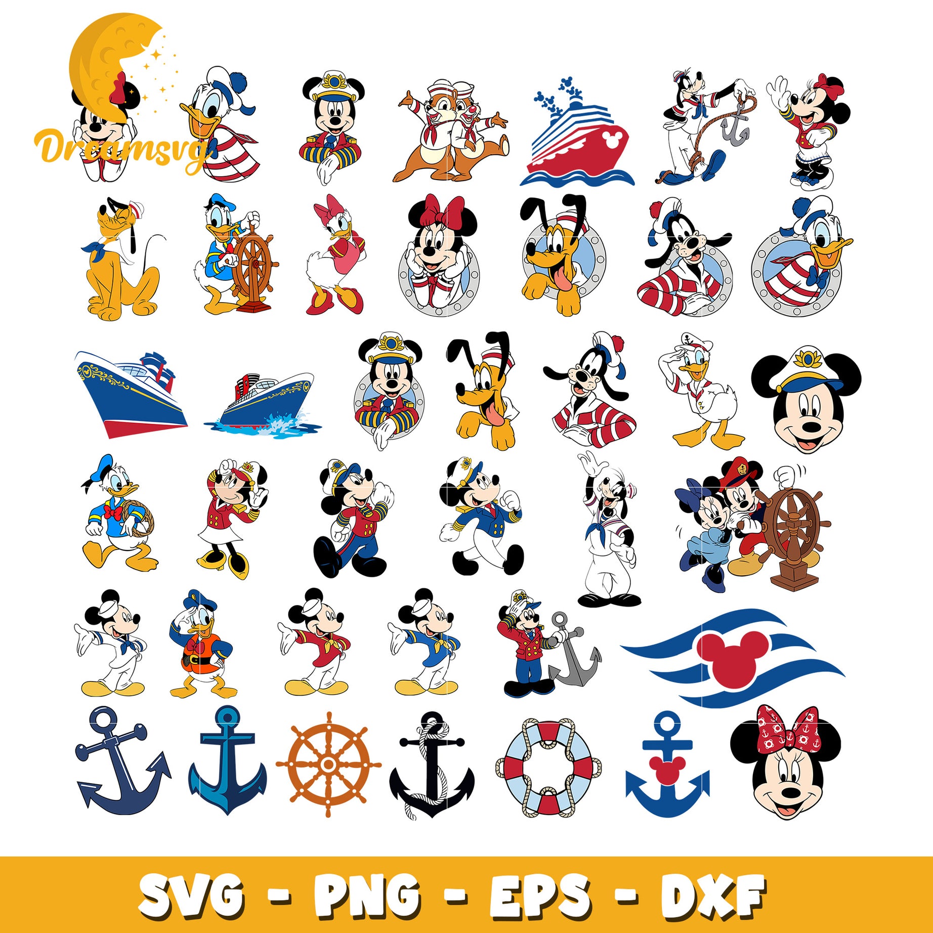 Mickey mouse friends sailor design bundle svg, disney cruises​ svg