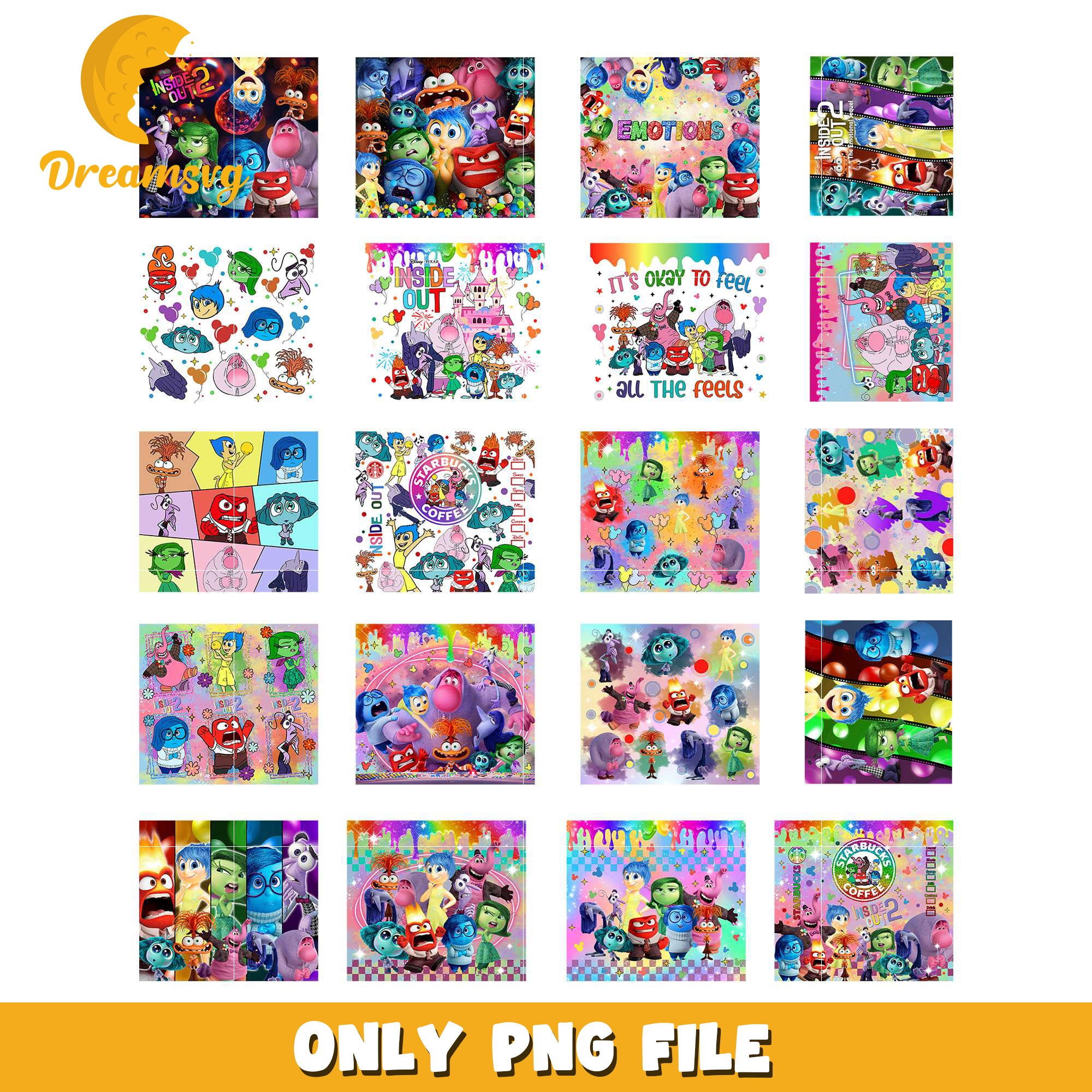 Inside out 2 bundle tumbler design png, Inside out 2 png – DreamSVG Store