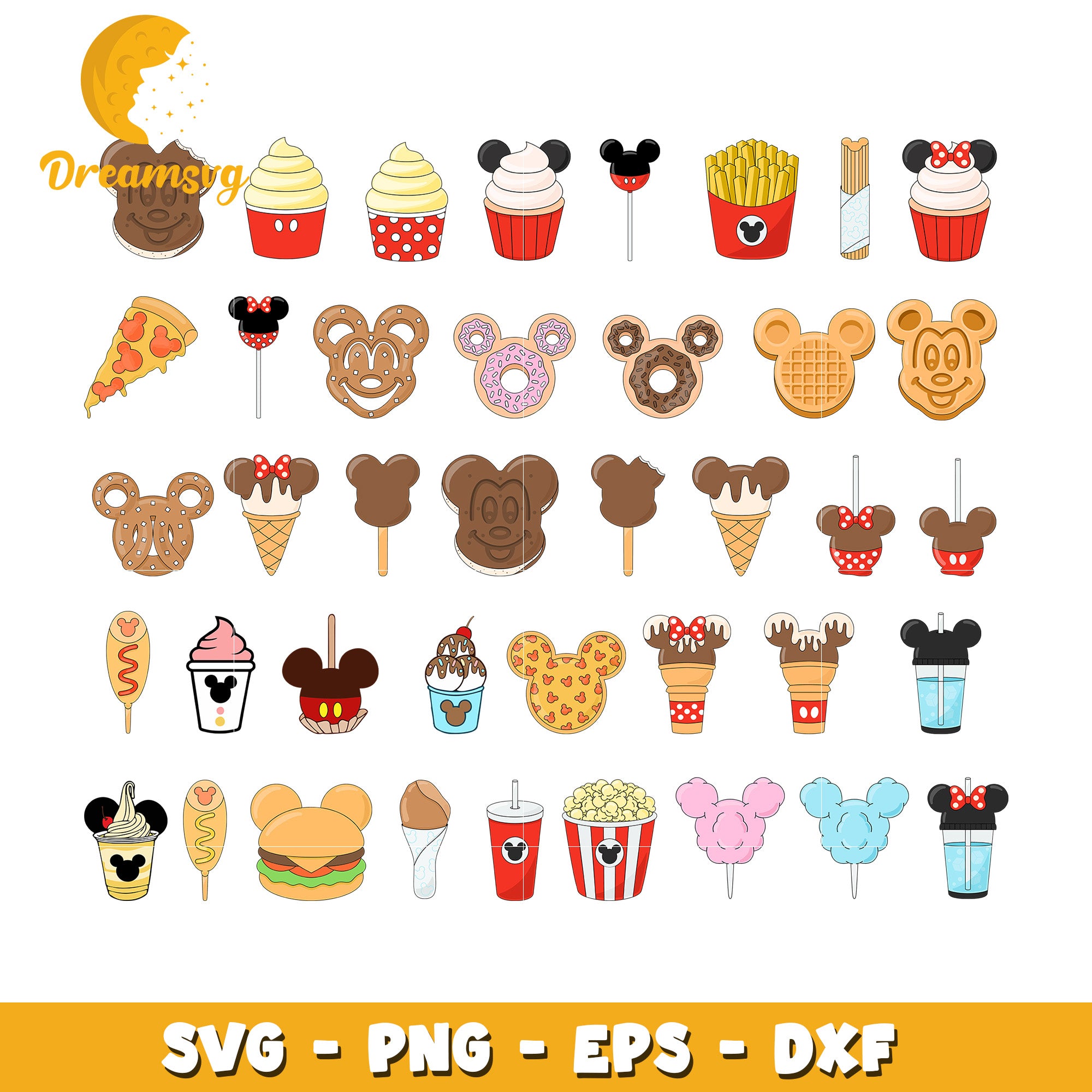 Snack goals disney bundle svg, disney snacks​ svg, mickey's cakes​ svg